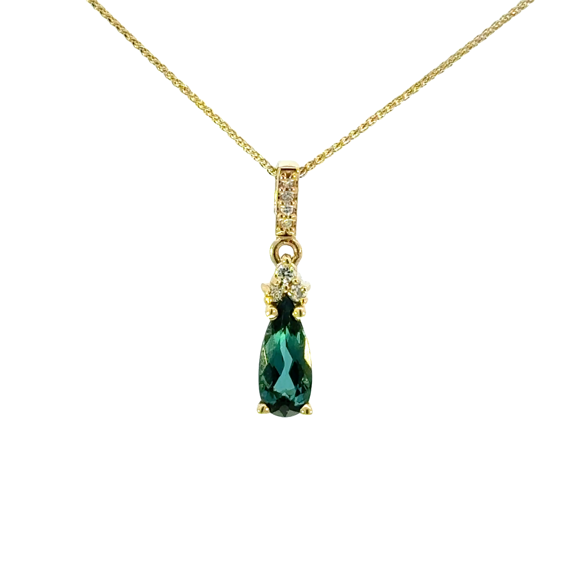 14k Green Tourmaline Pendant