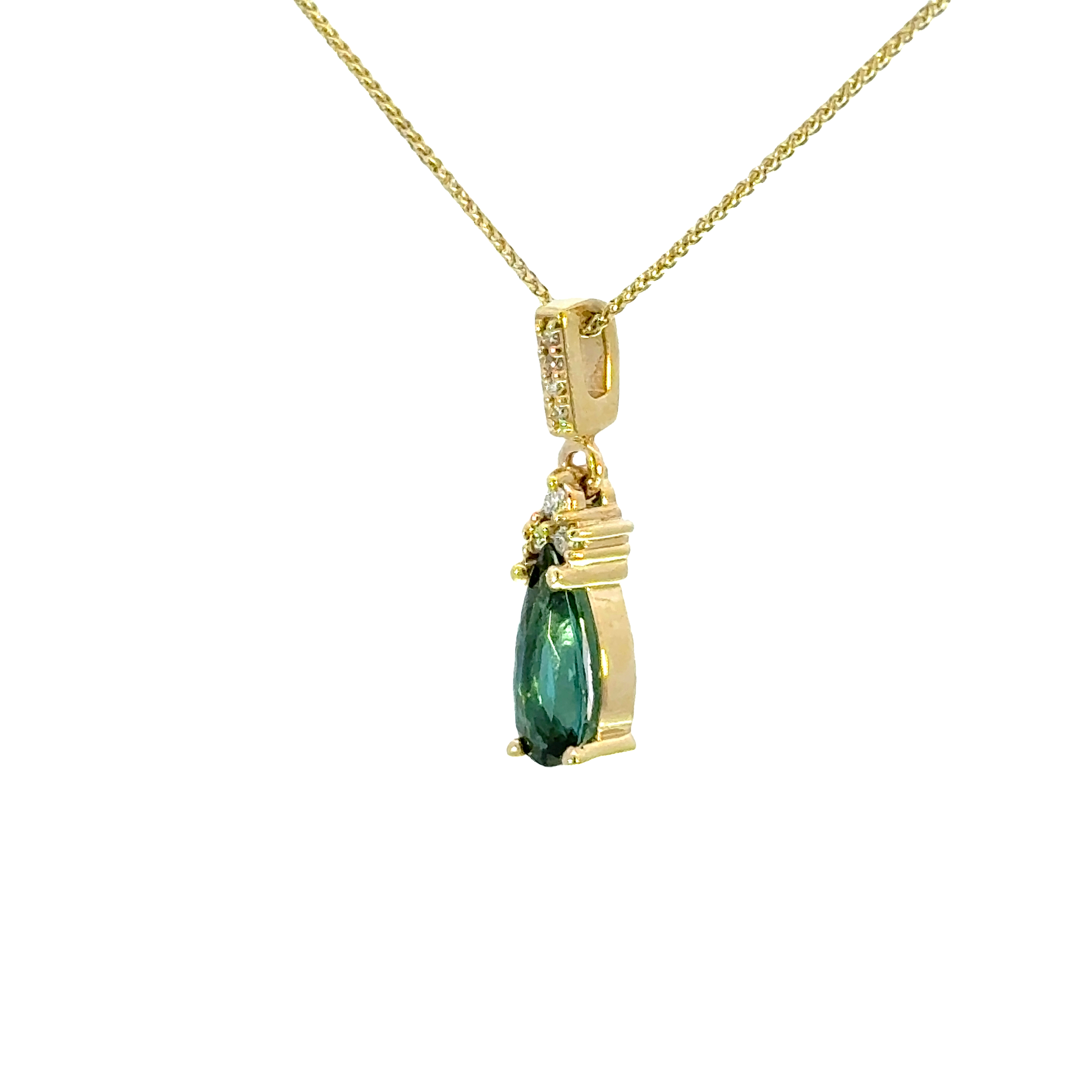 14k Green Tourmaline Pendant