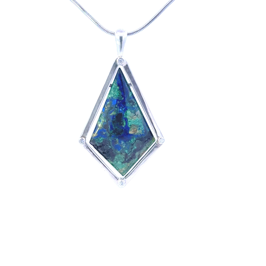 Sterling Silver Diamond Azurite Malachite