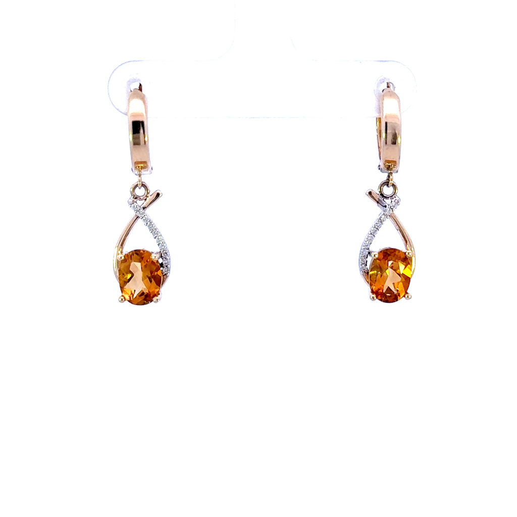 14k Oval Citrine Earrings