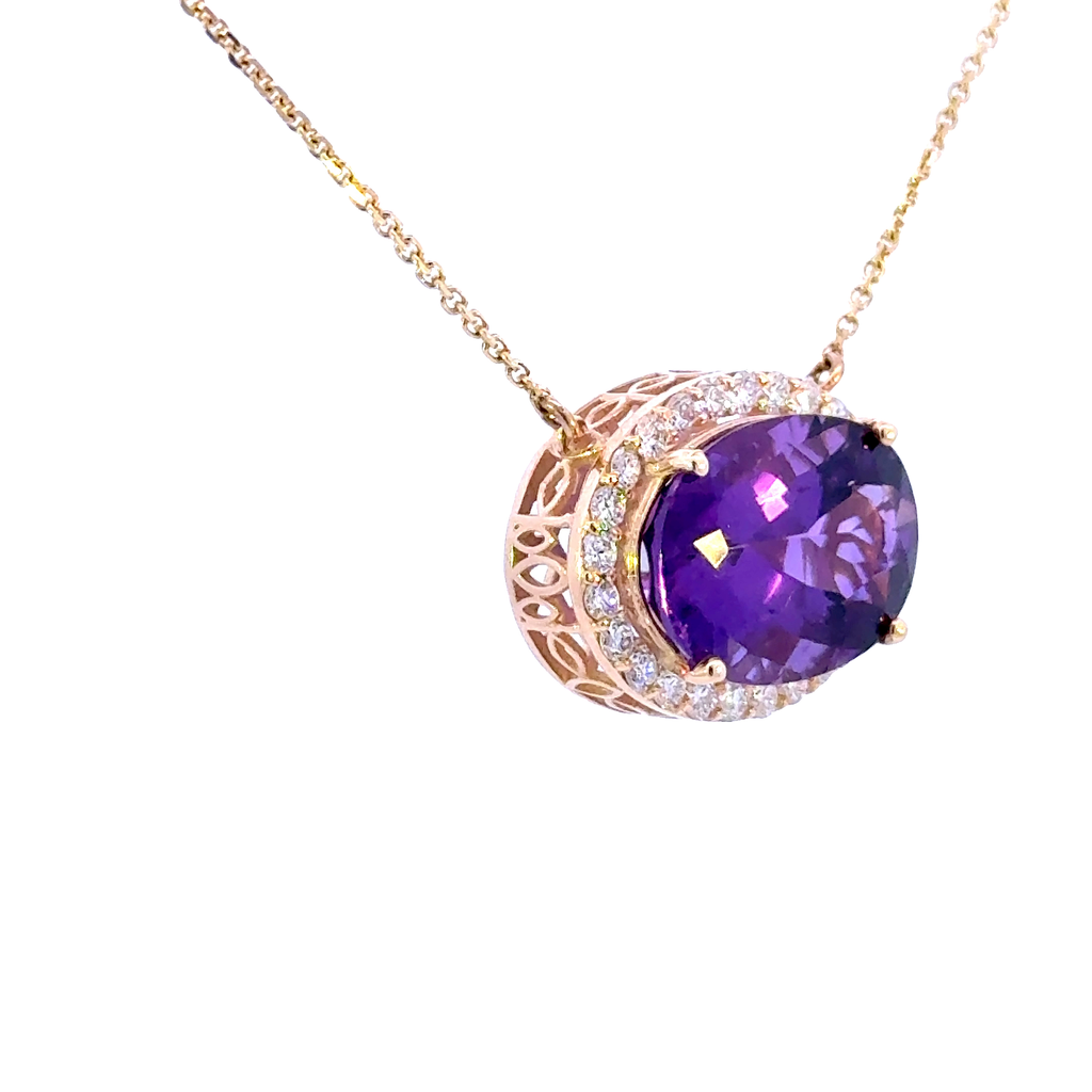 14k Oval Amethyst Pendant