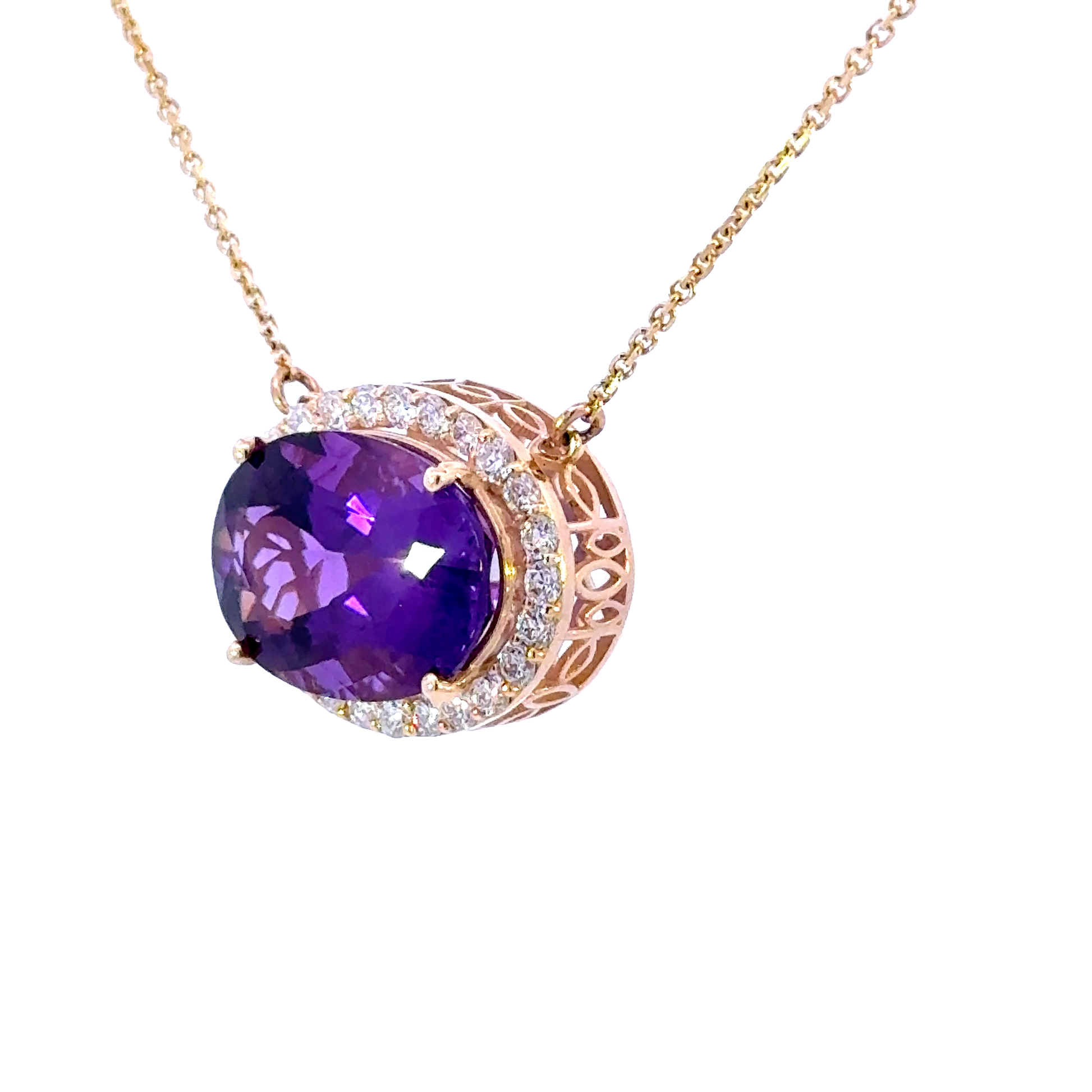 14k Oval Amethyst Pendant