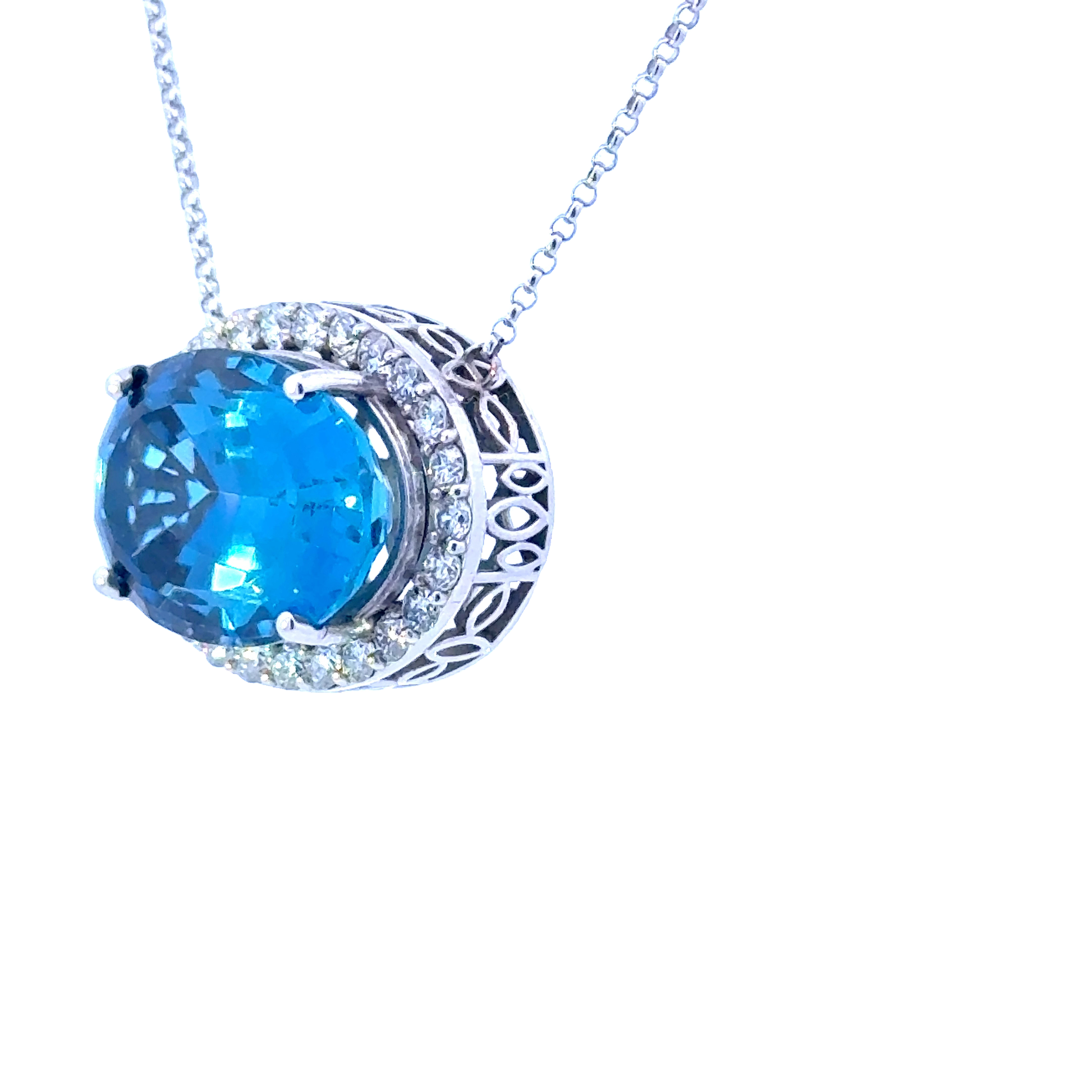 14k Blue Topaz Pendant