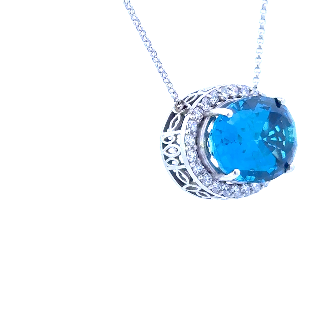 14k Blue Topaz Pendant