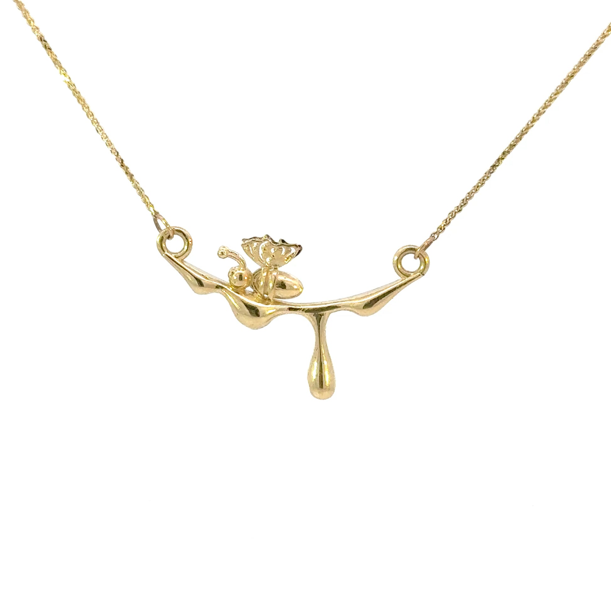 14k Honey Bee Stationary Necklace