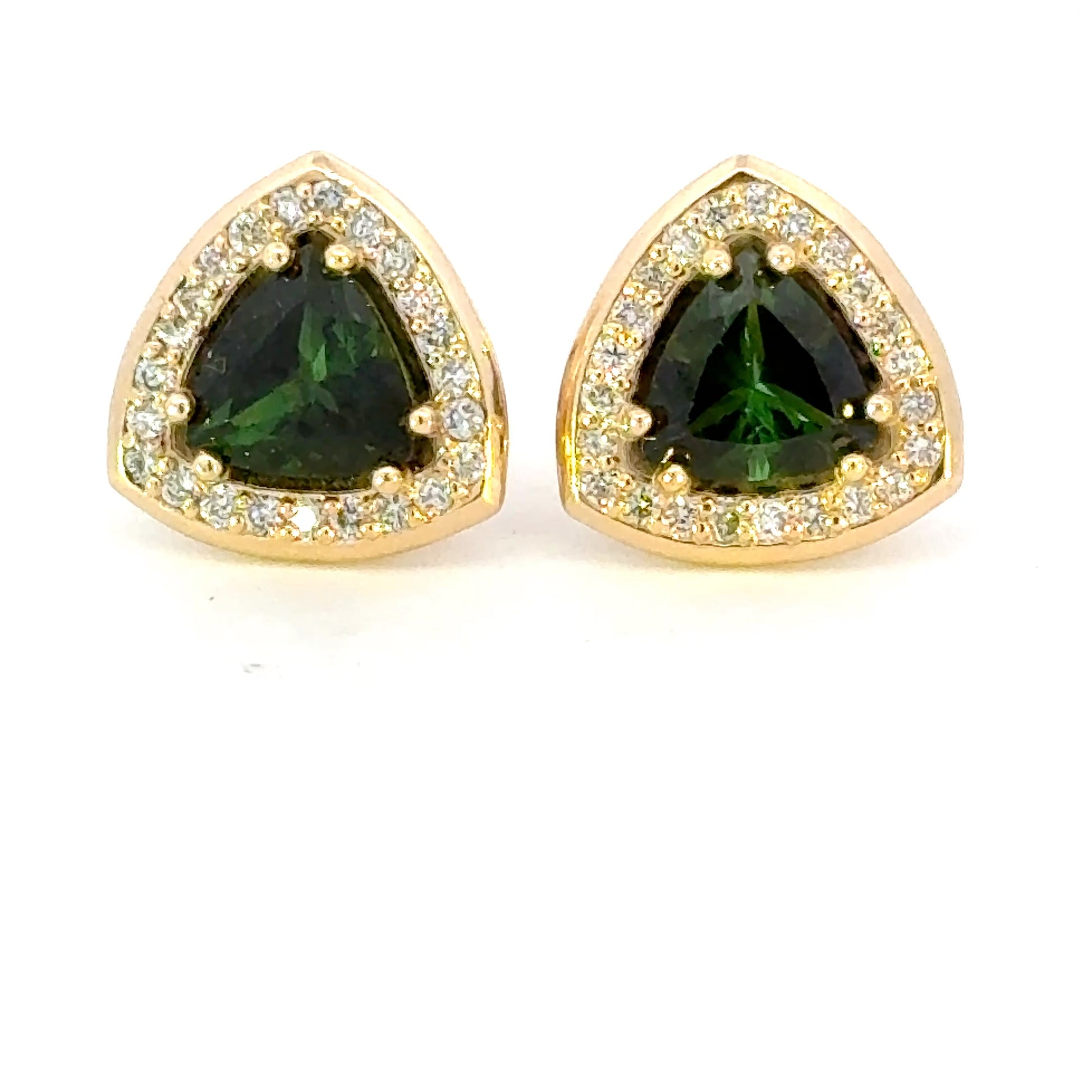 Trillion-cut Green Tourmaline Earrings