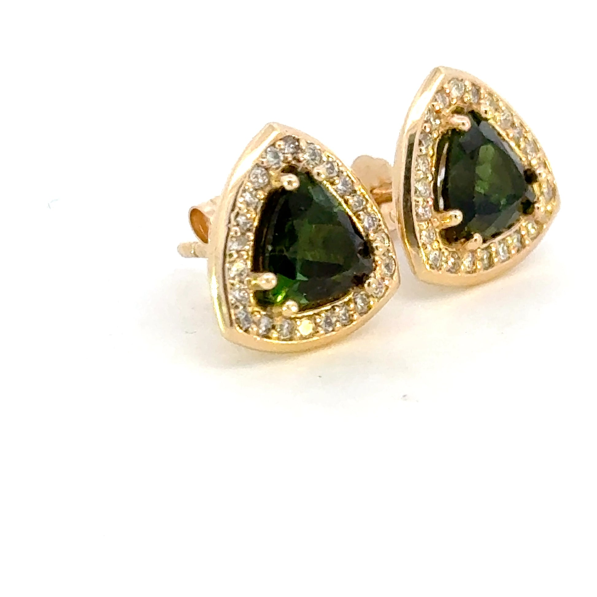 Trillion-cut Green Tourmaline Earrings