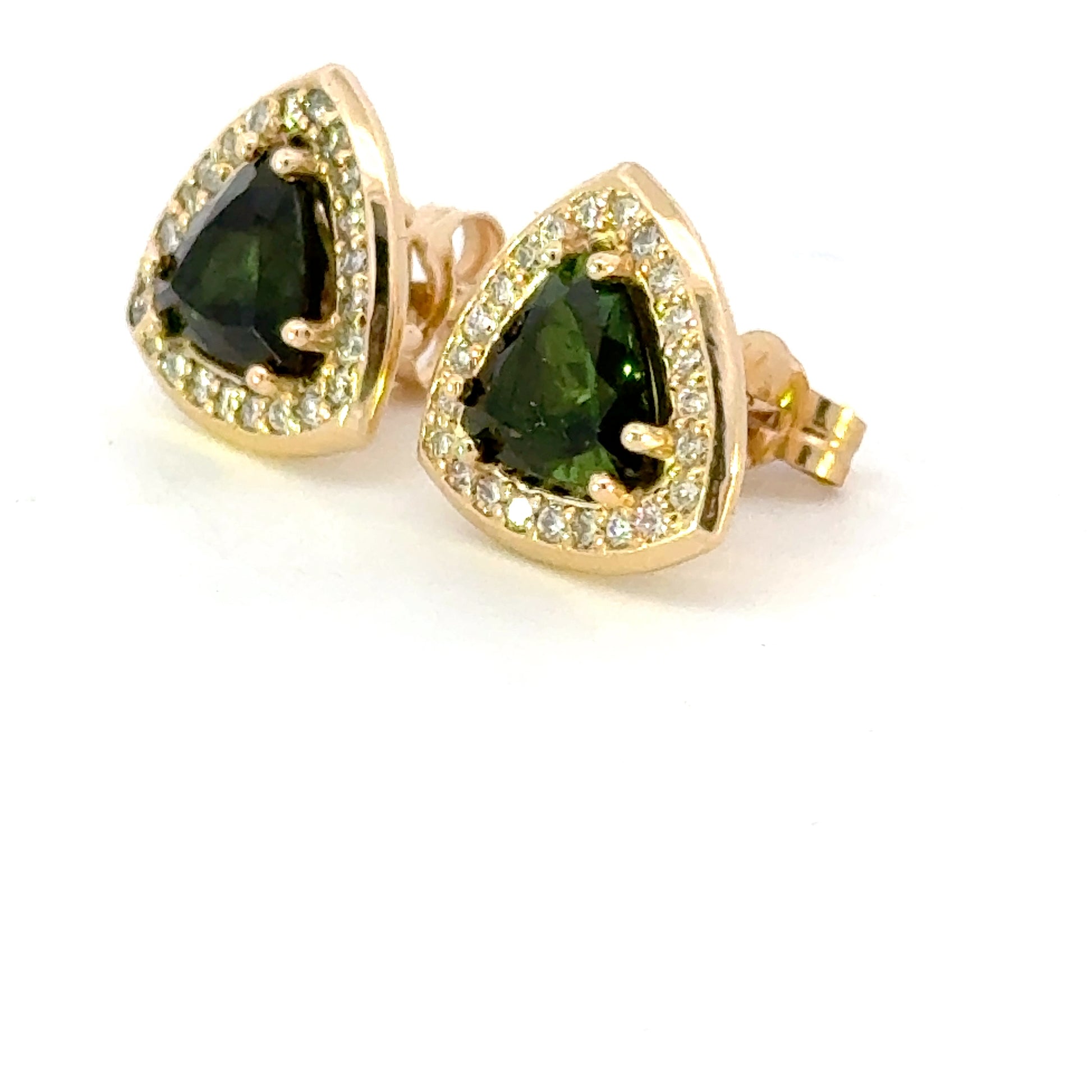 Trillion-cut Green Tourmaline Earrings