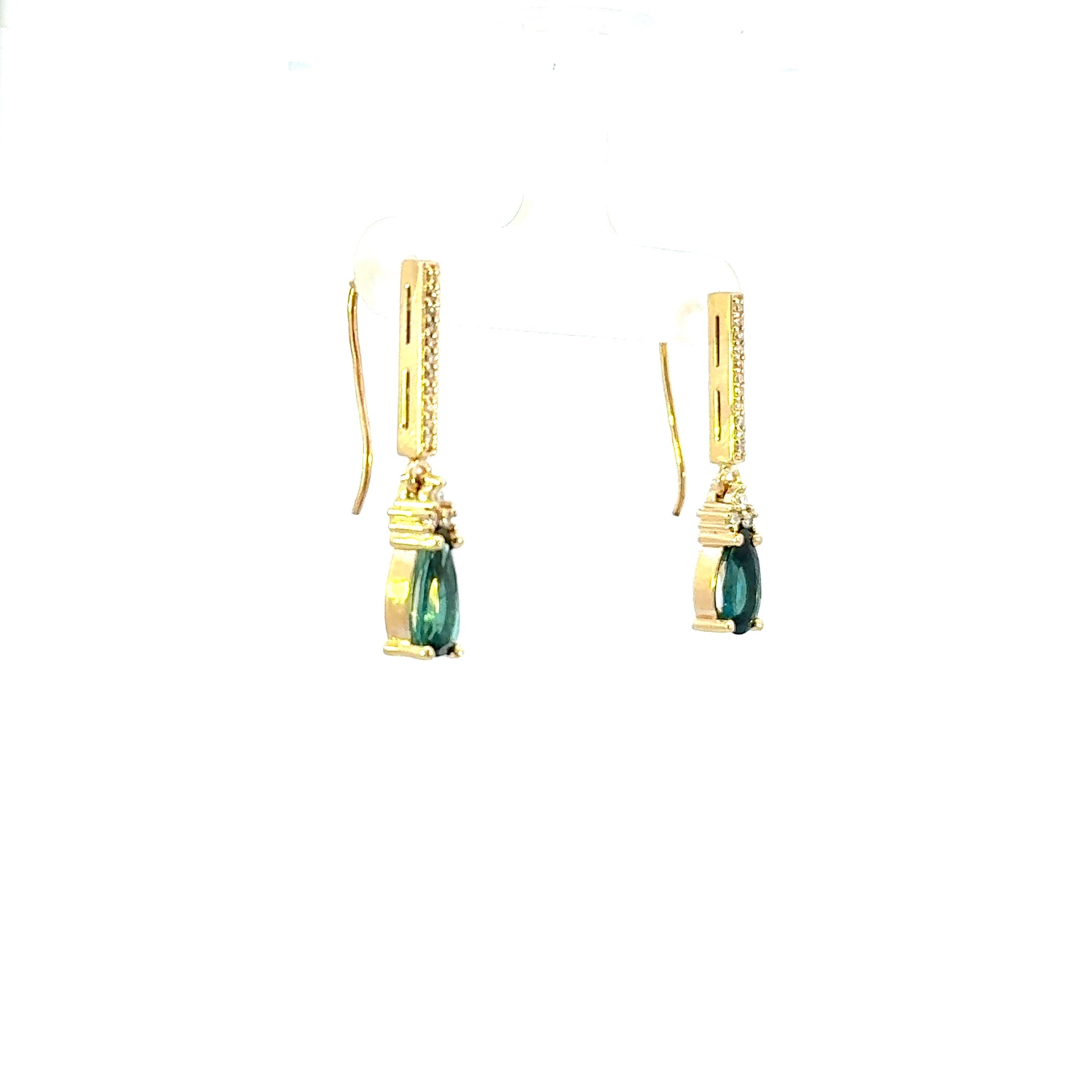 14k Green Tourmaline Drop Earrings