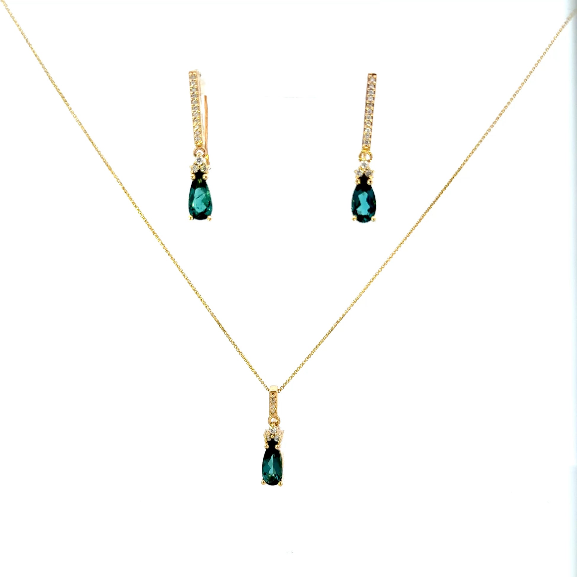 14k Green Tourmaline Drop Earrings