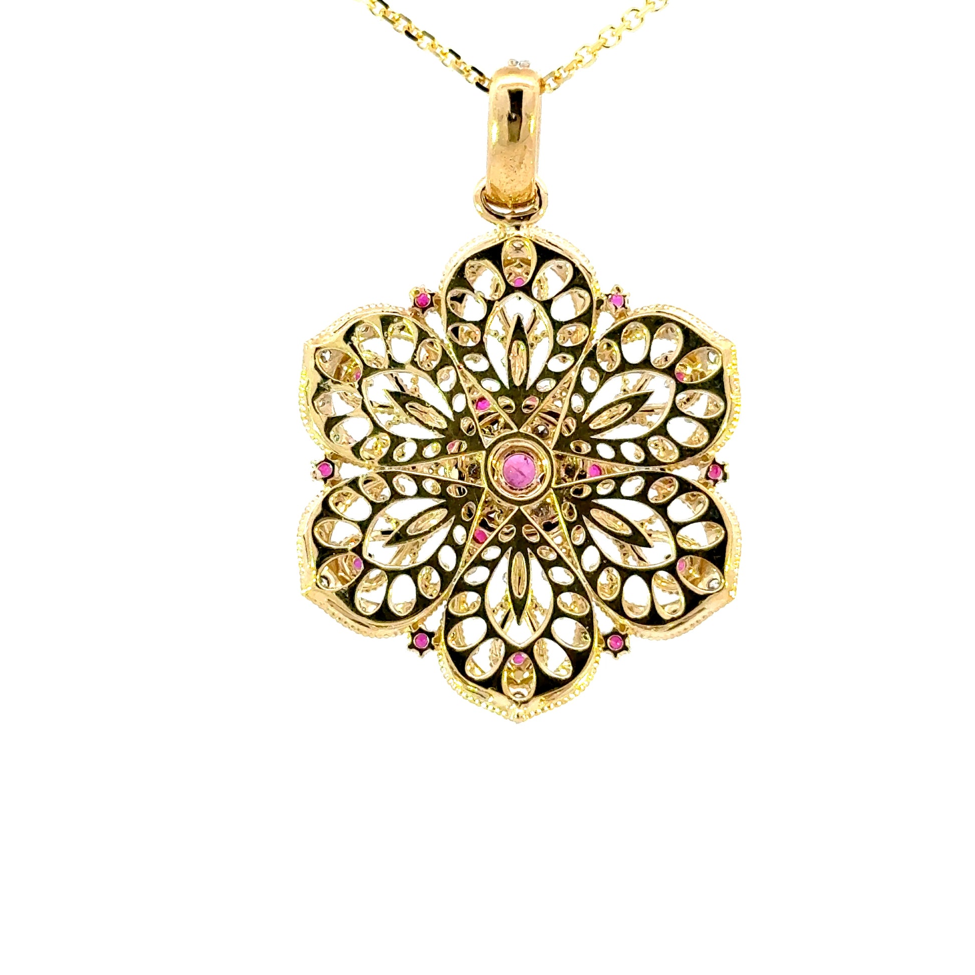 14k Ruby Floral Pendant