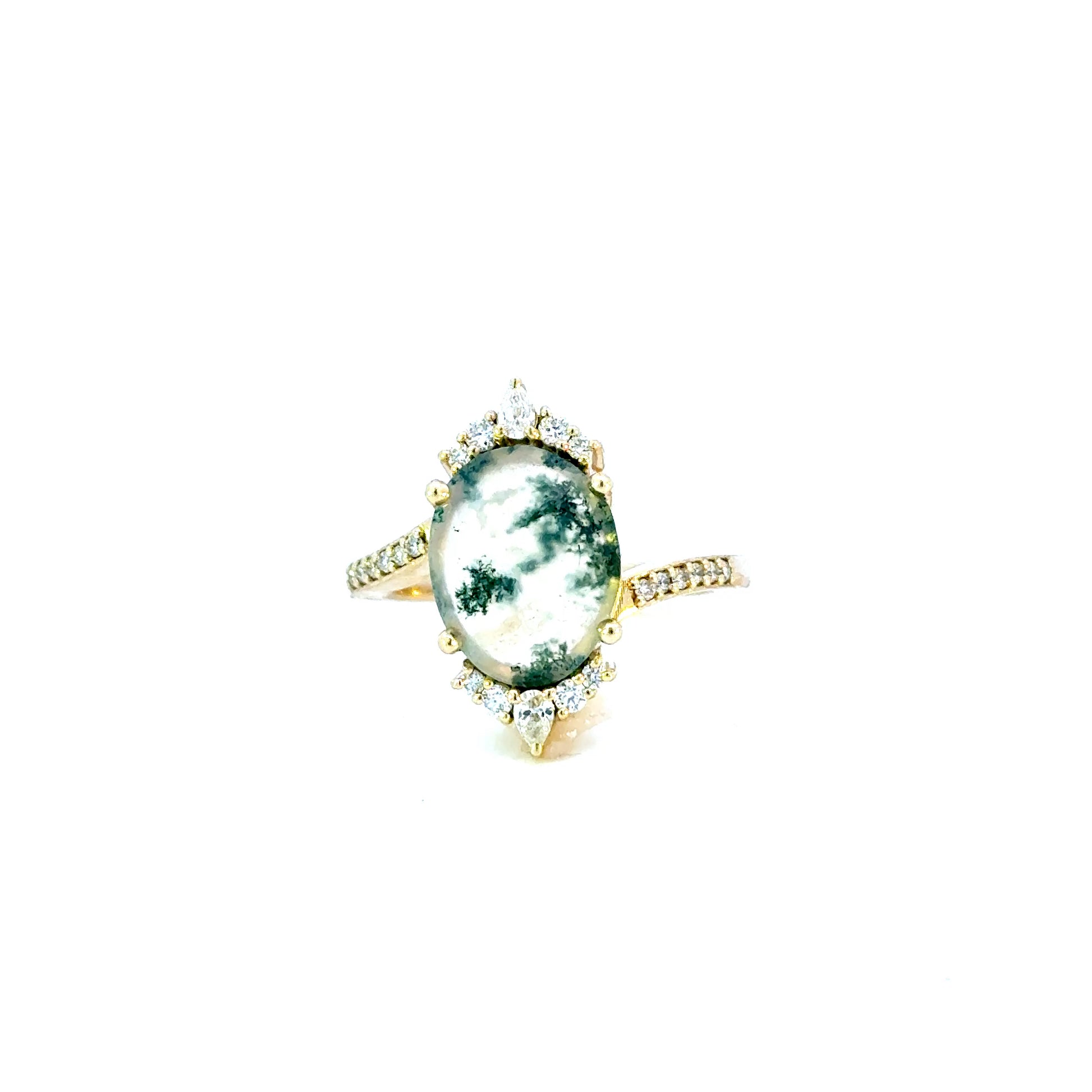 14K Green Moss Agate Ring