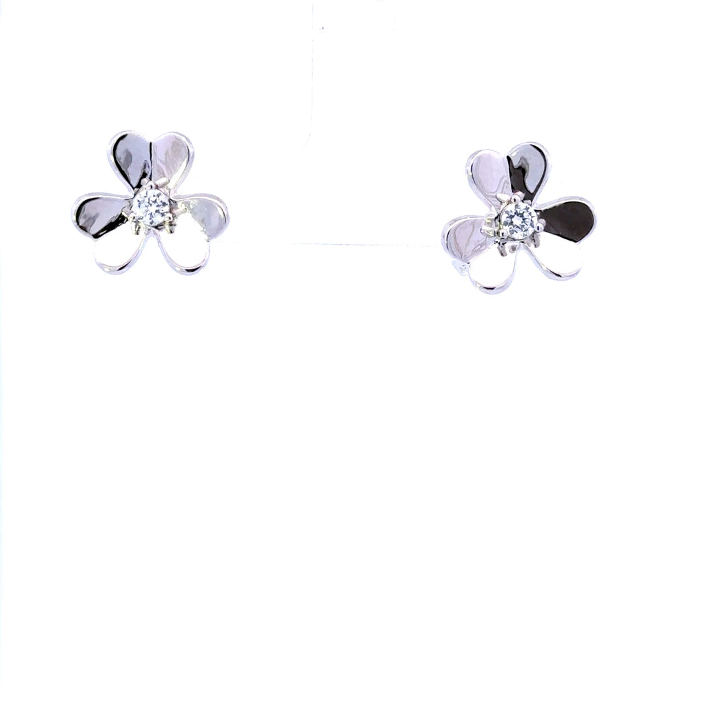 Medium Sterling Silver Flower Earrings