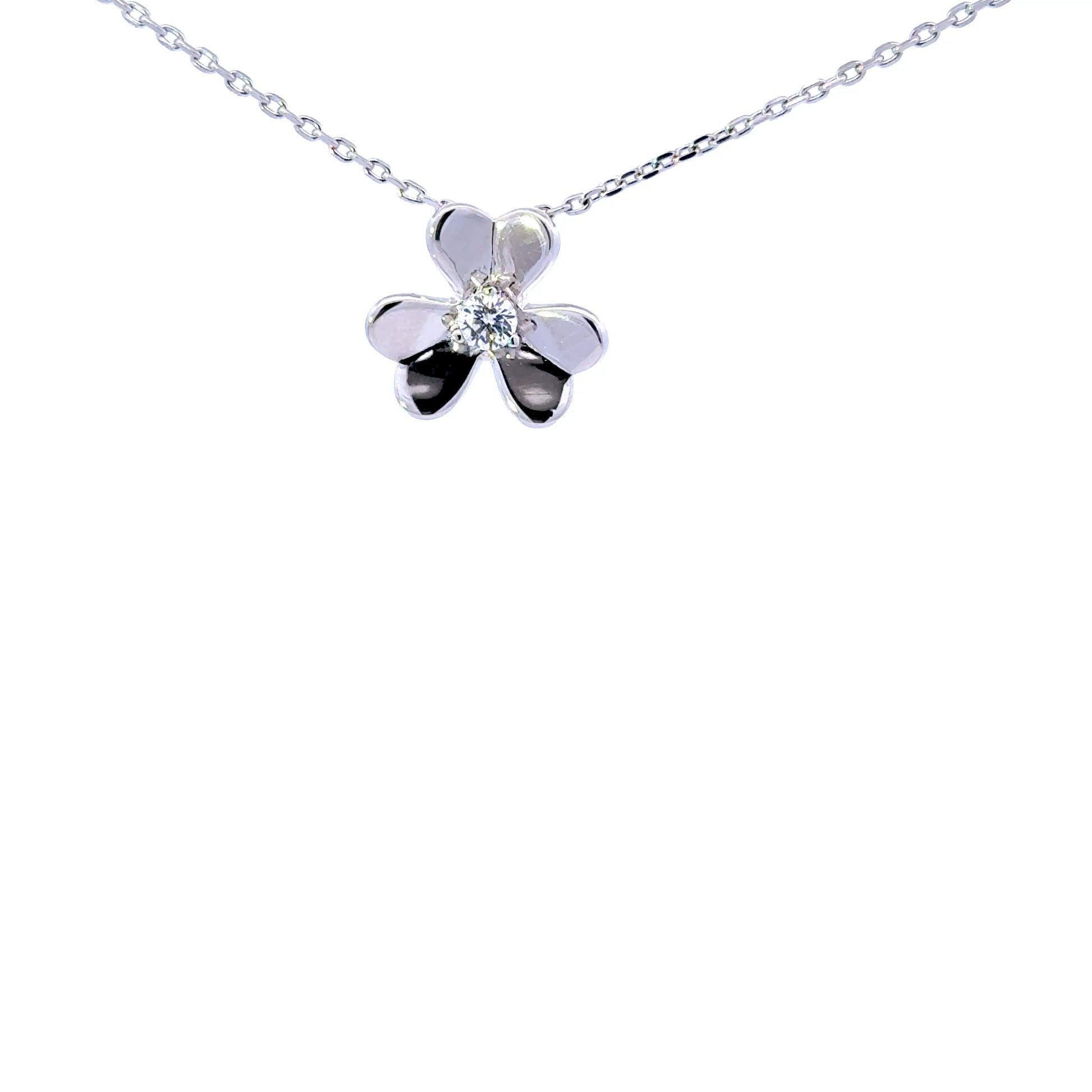 Sterling Silver Flower Pendant Necklace