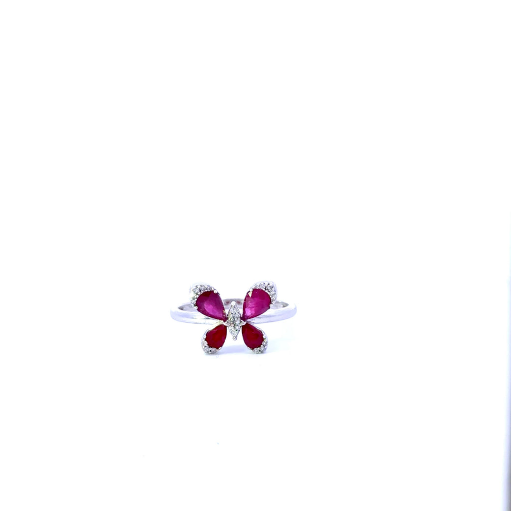 14K Diamond Ruby Butterfly Ring