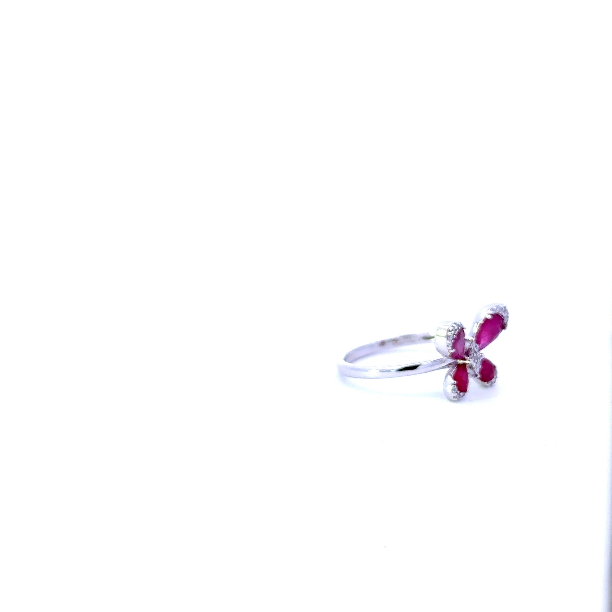 14K Diamond Ruby Butterfly Ring