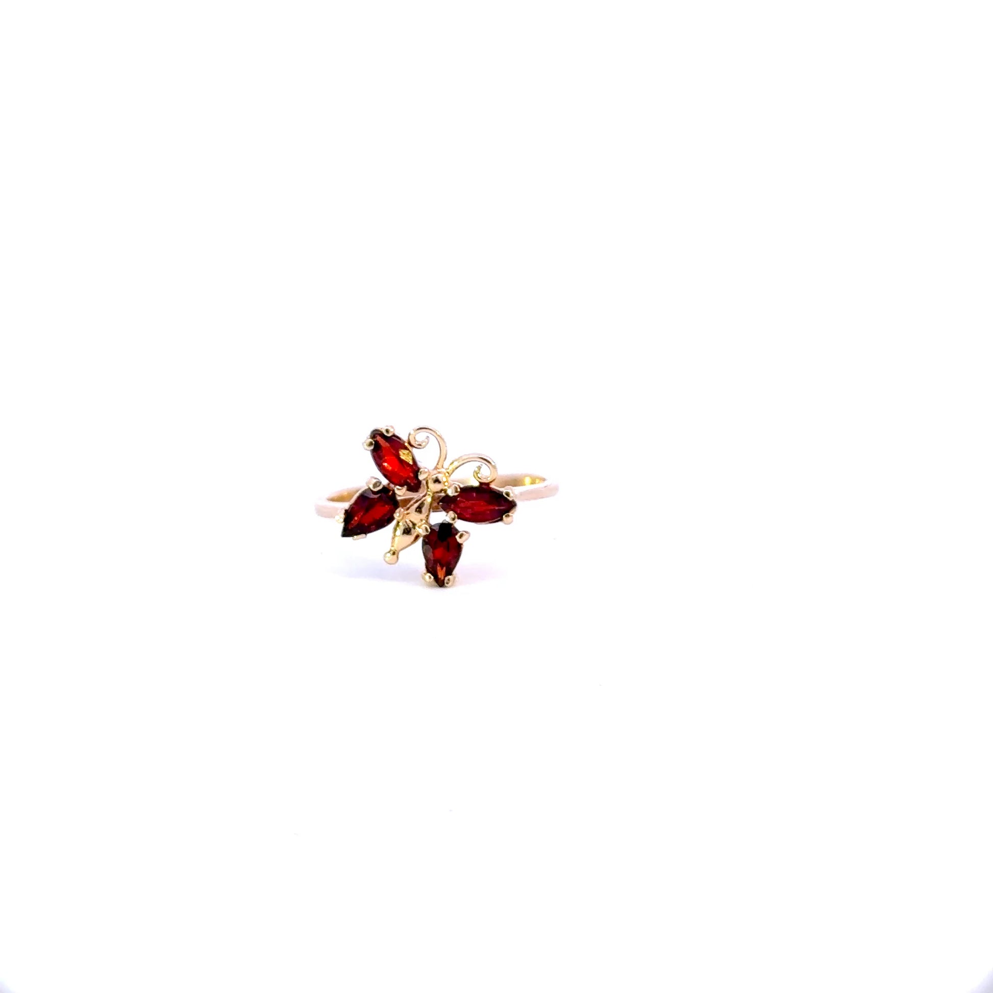 14K Garnet Butterfly Ring