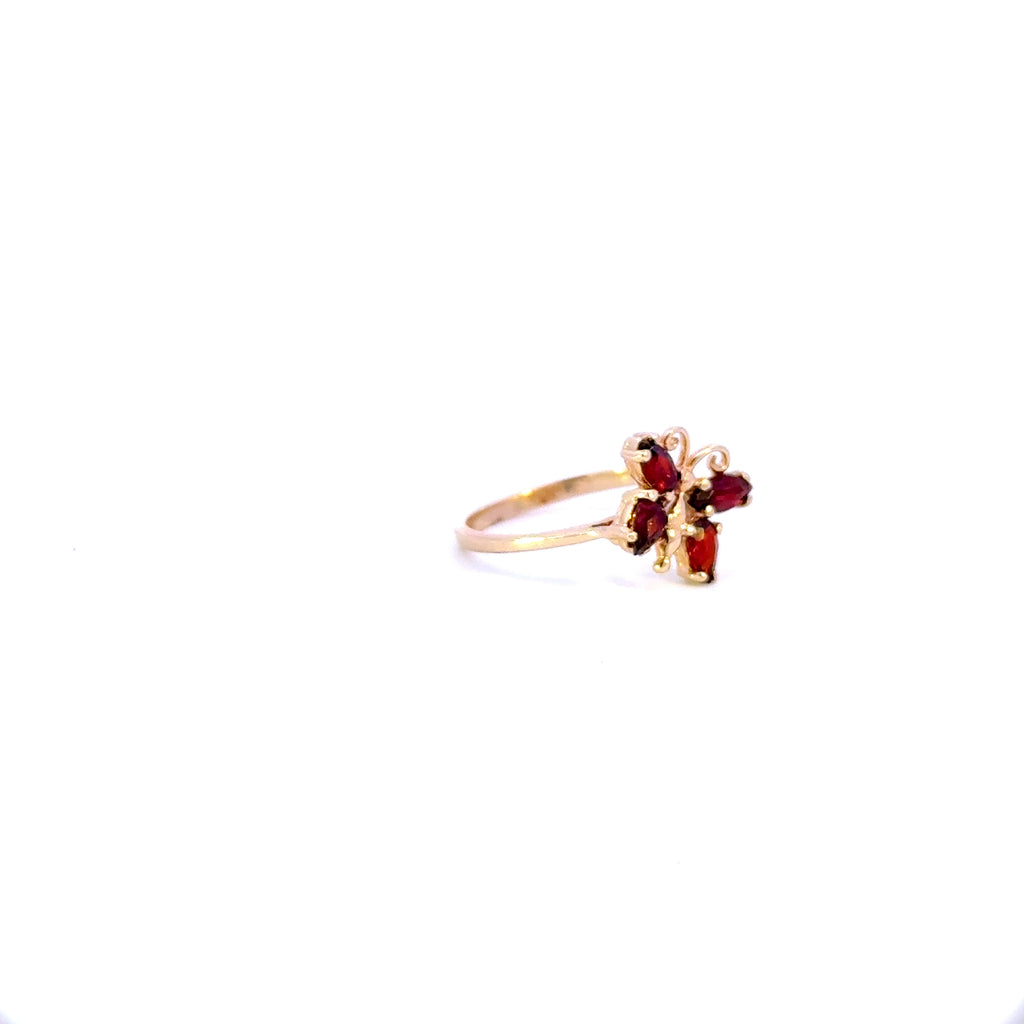 14K Garnet Butterfly Ring