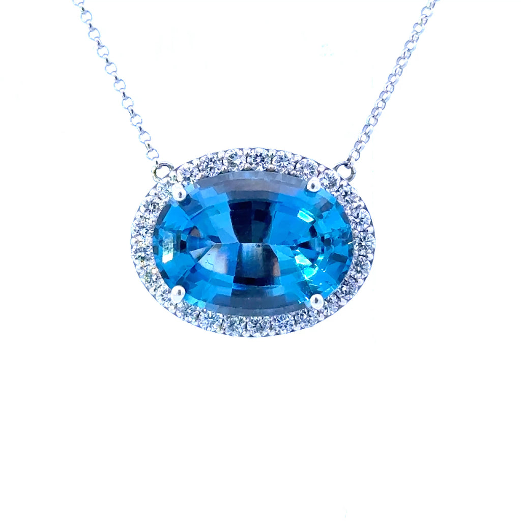 14k Blue Topaz Pendant