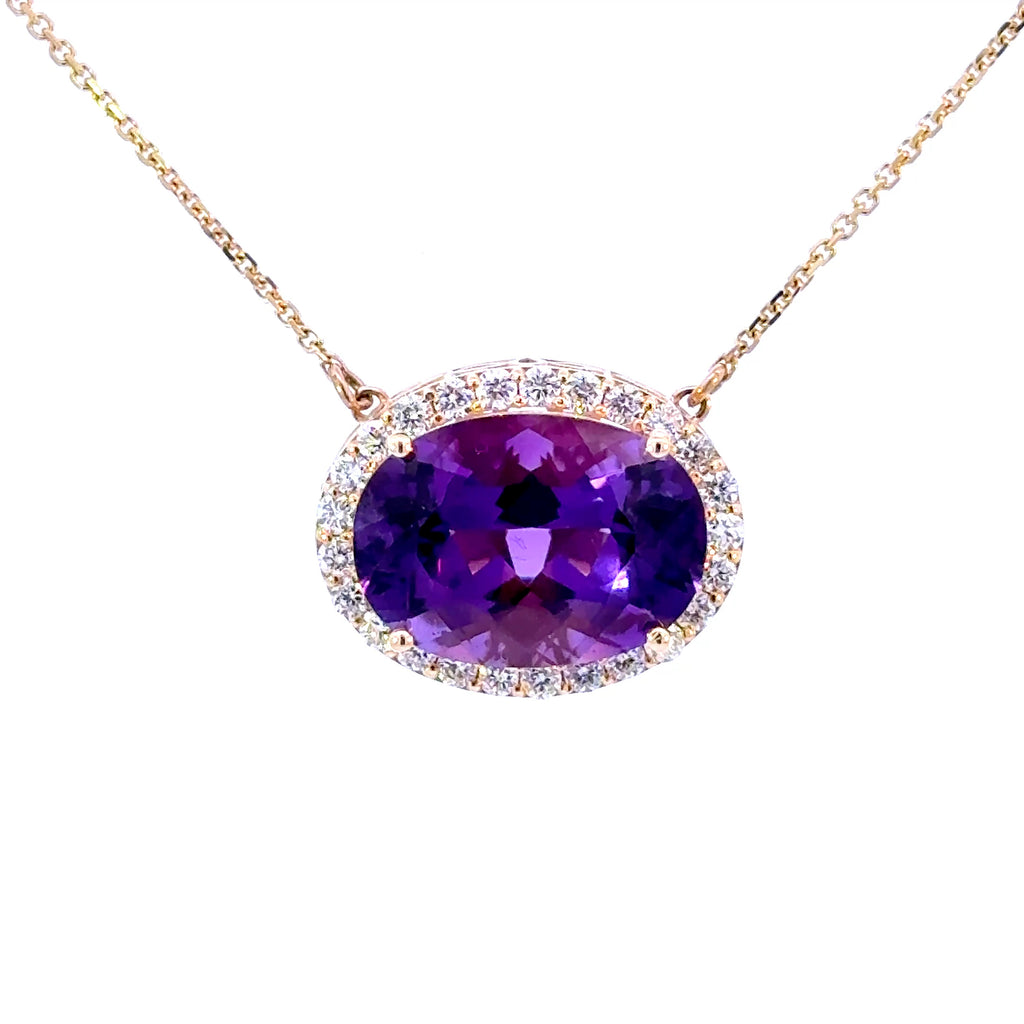14k Oval Amethyst Pendant
