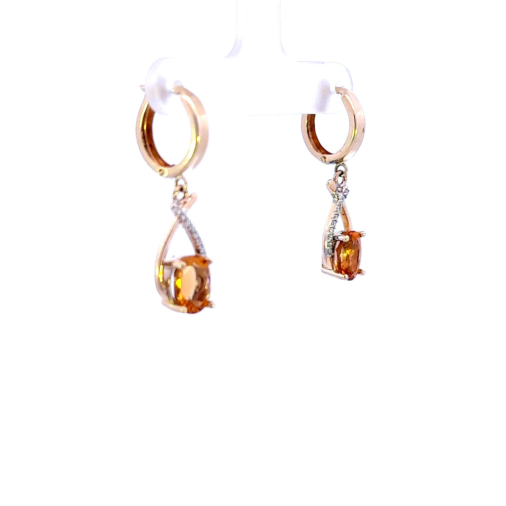 14k Oval Citrine Earrings