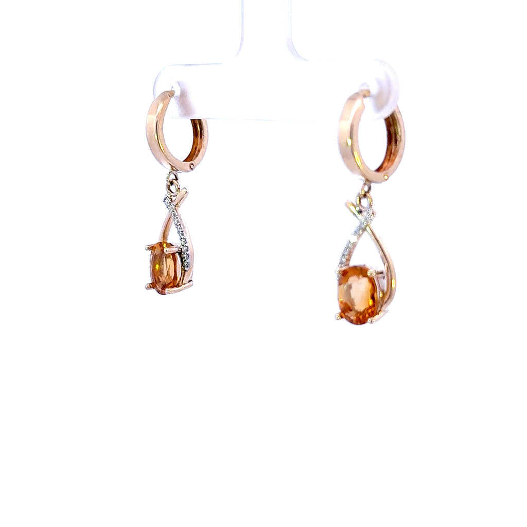 14k Oval Citrine Earrings
