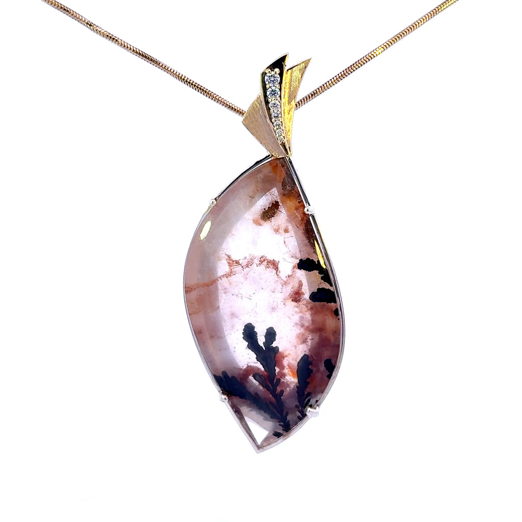 14k Smoky Rutilated Quartz Pendant