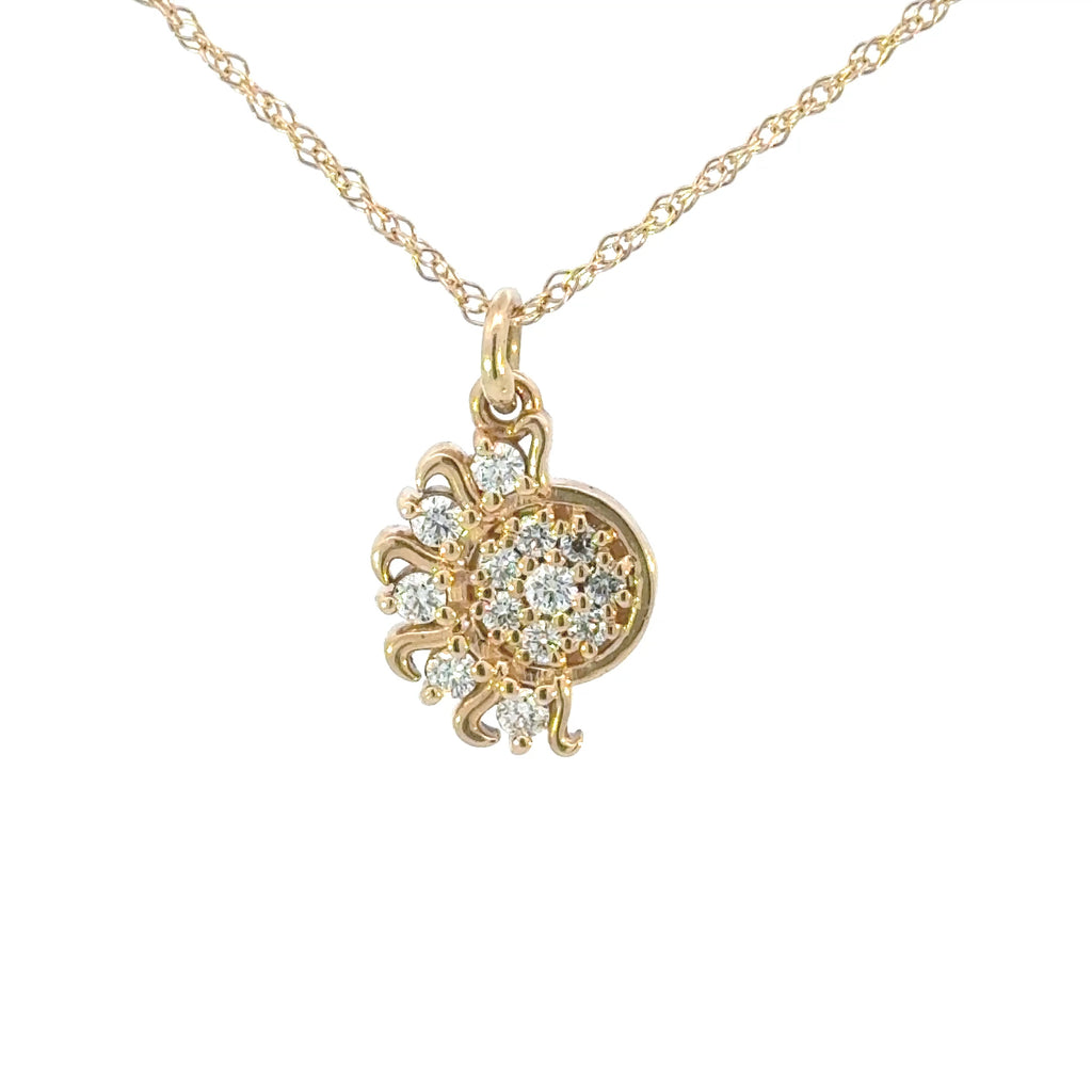 14k Lab Diamond Sun & Moon Pendant
