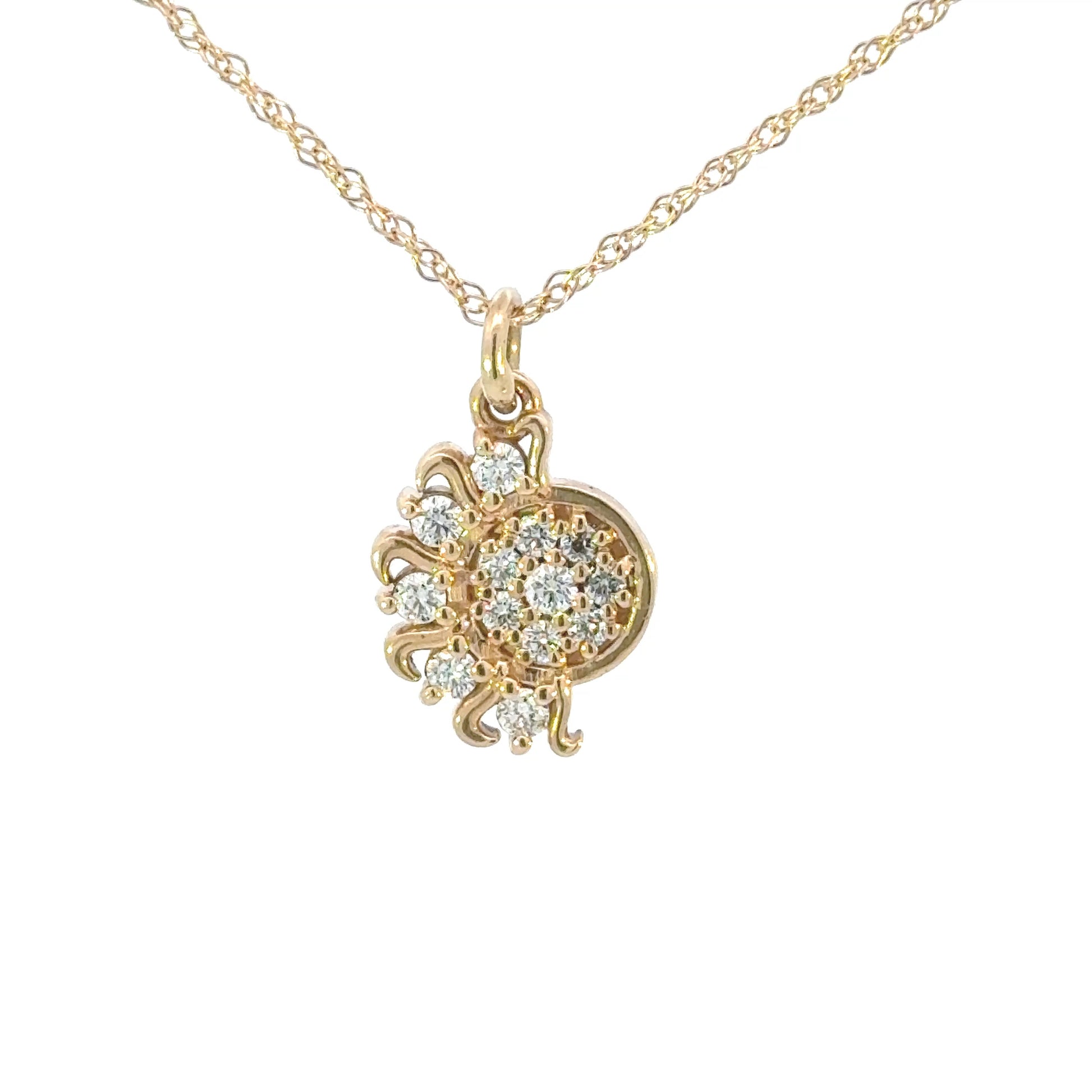 14k Lab Diamond Sun & Moon Pendant