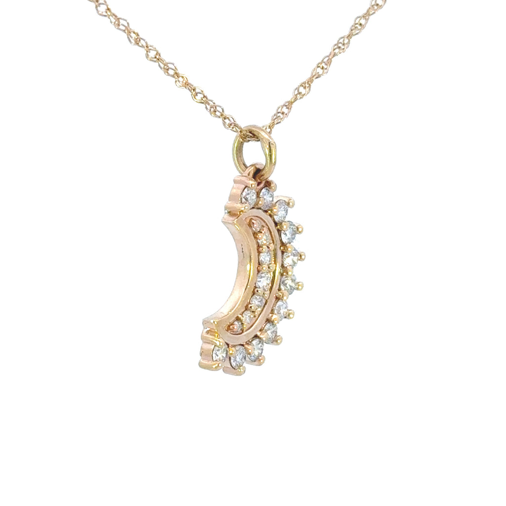 14k Lab Diamond Crescent Moon Pendant