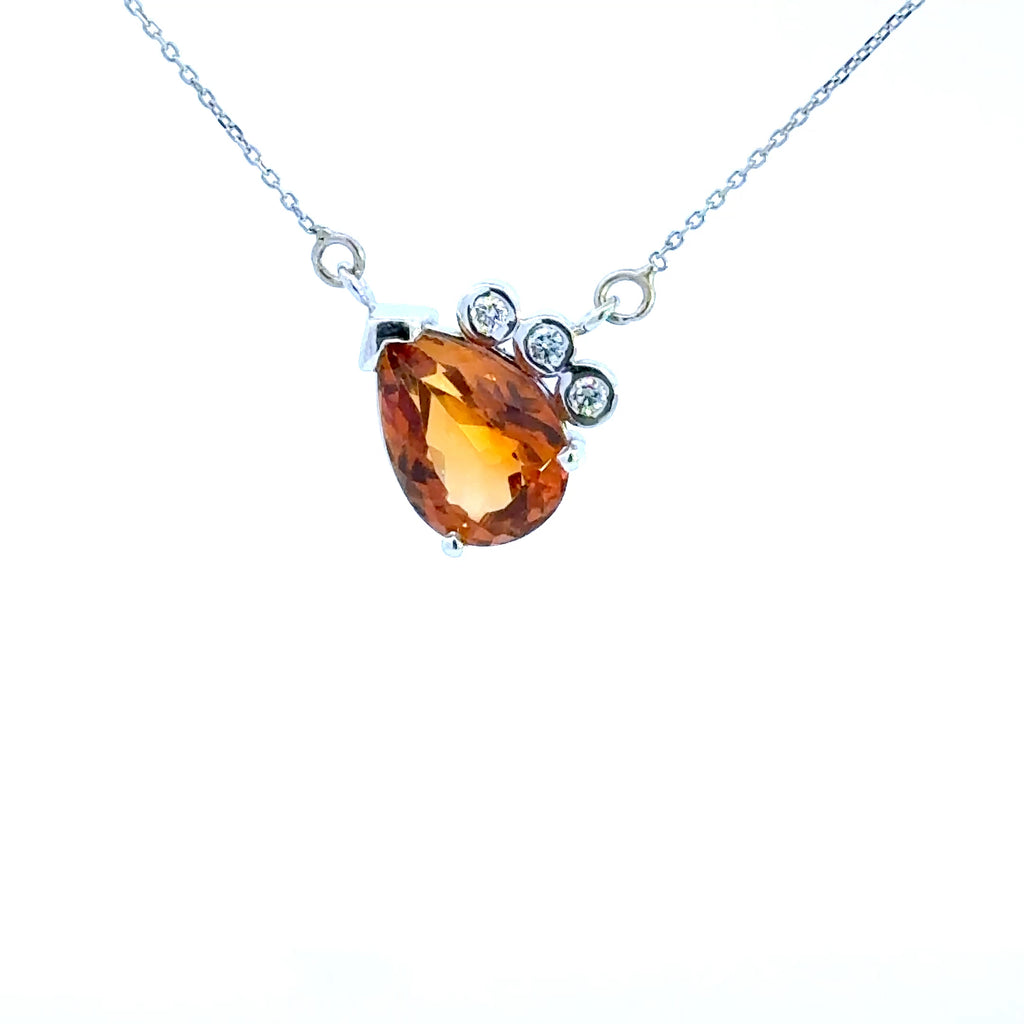 14K Pear Citrine Pendant Necklace