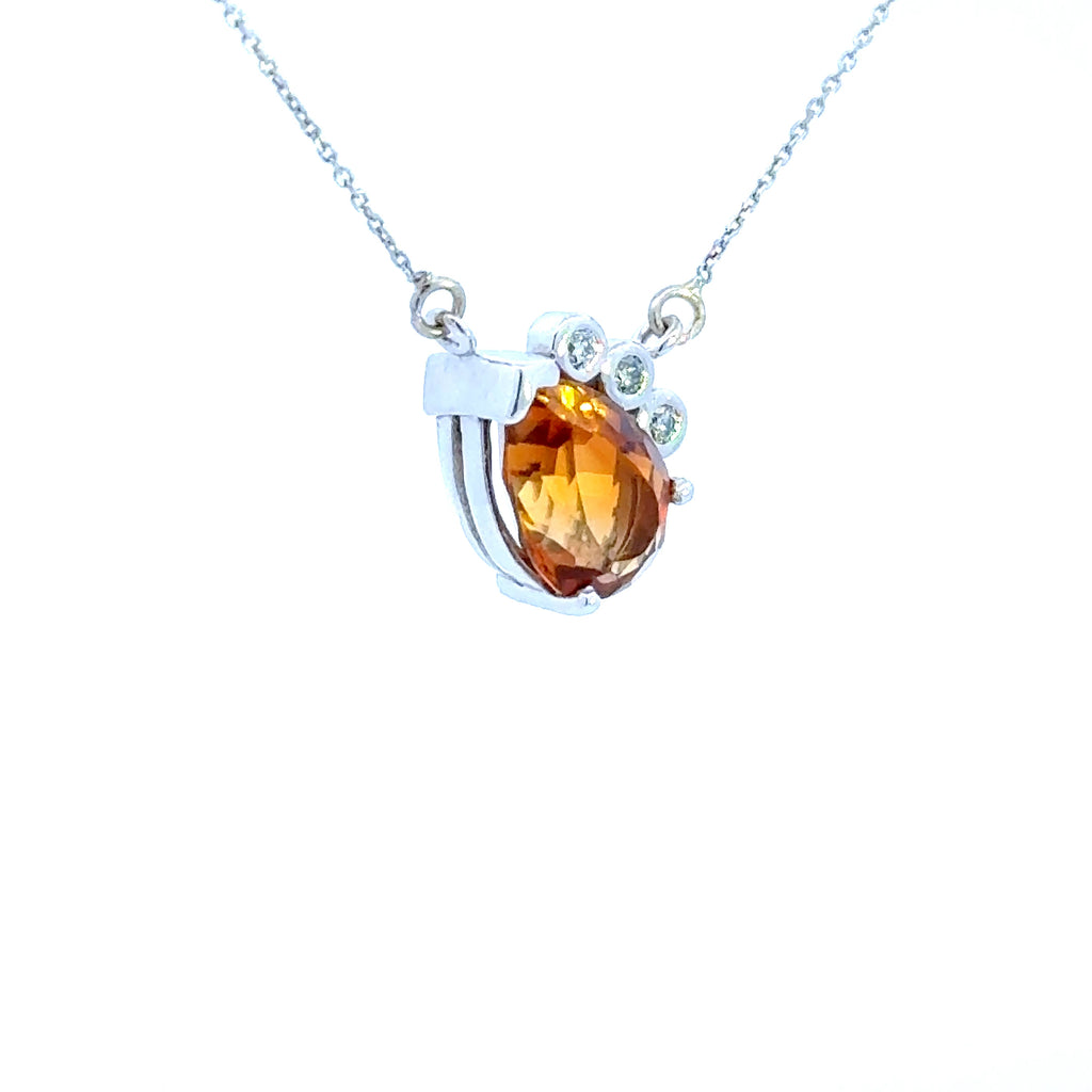 14K Pear Citrine Pendant Necklace