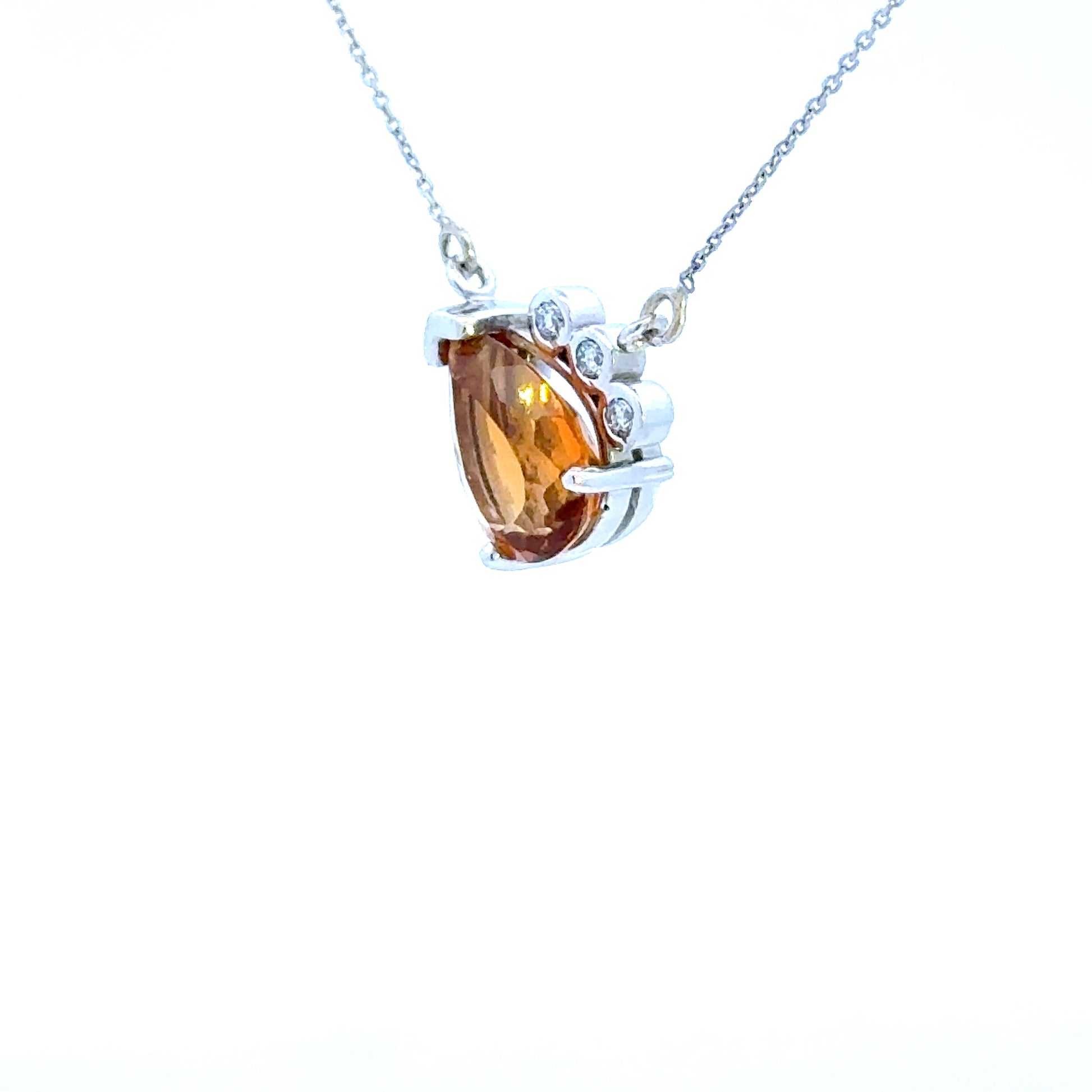 14K Pear Citrine Pendant Necklace