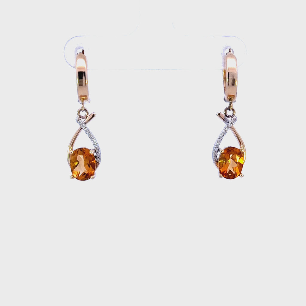 14k Oval Citrine Earrings