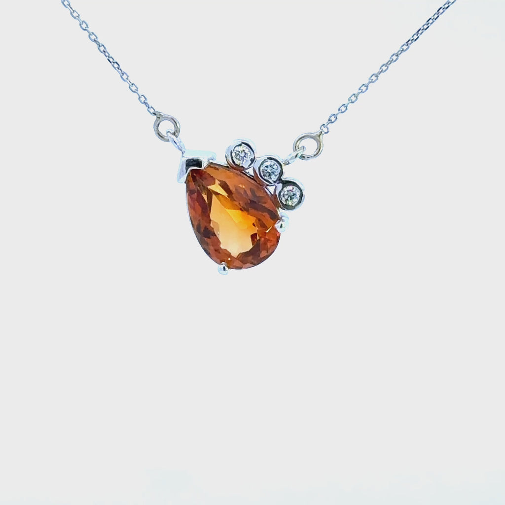14K Pear Citrine Pendant Necklace