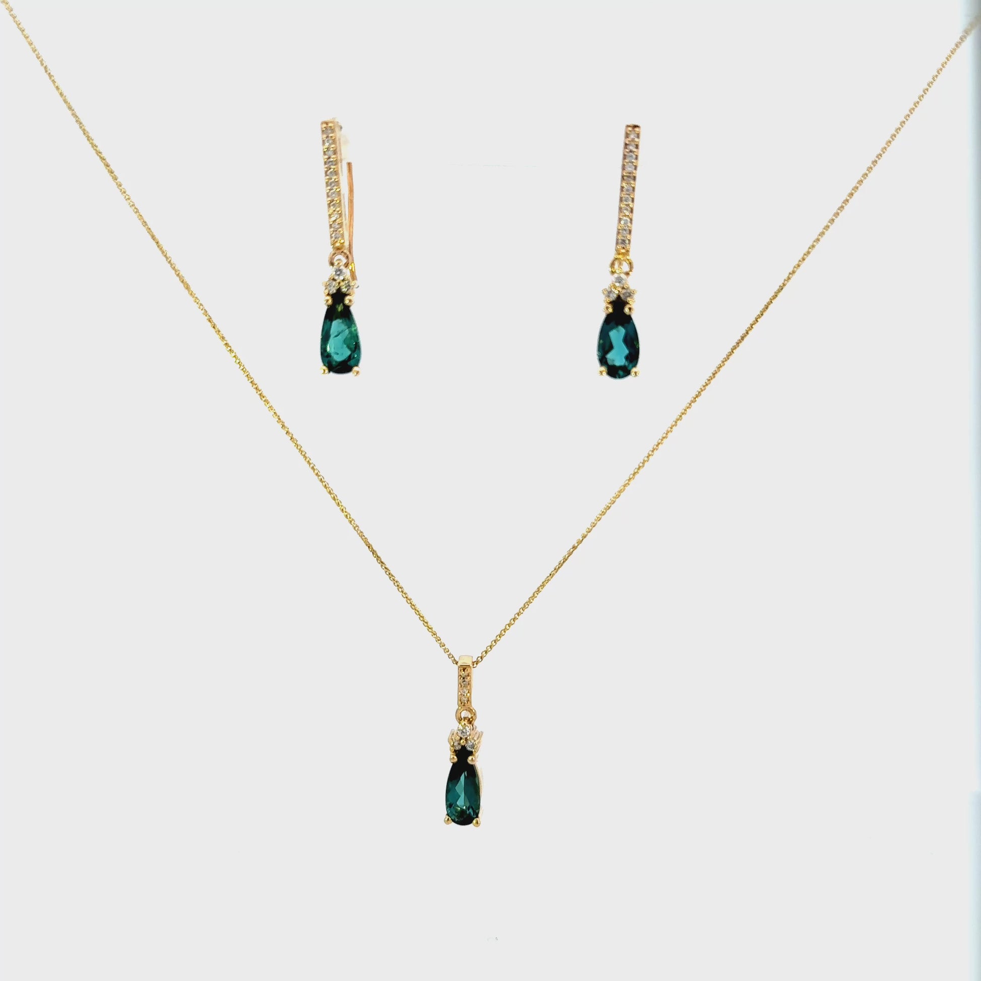 14k Green Tourmaline Drop Earrings