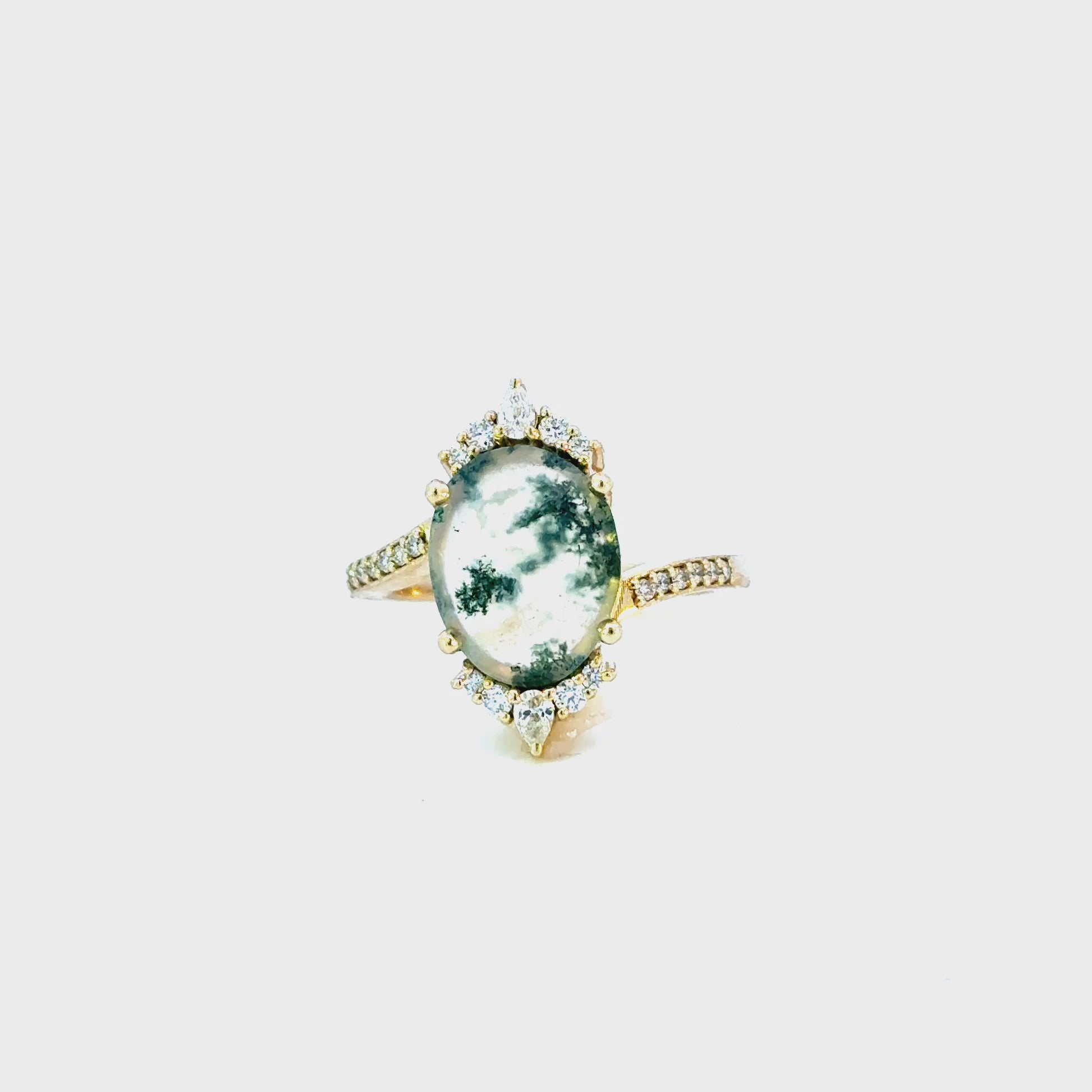 14K Green Moss Agate Ring