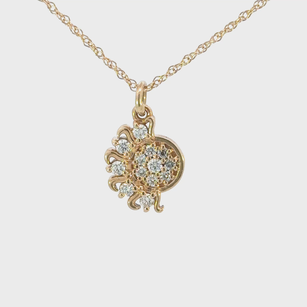 14k Lab Diamond Sun & Moon Pendant
