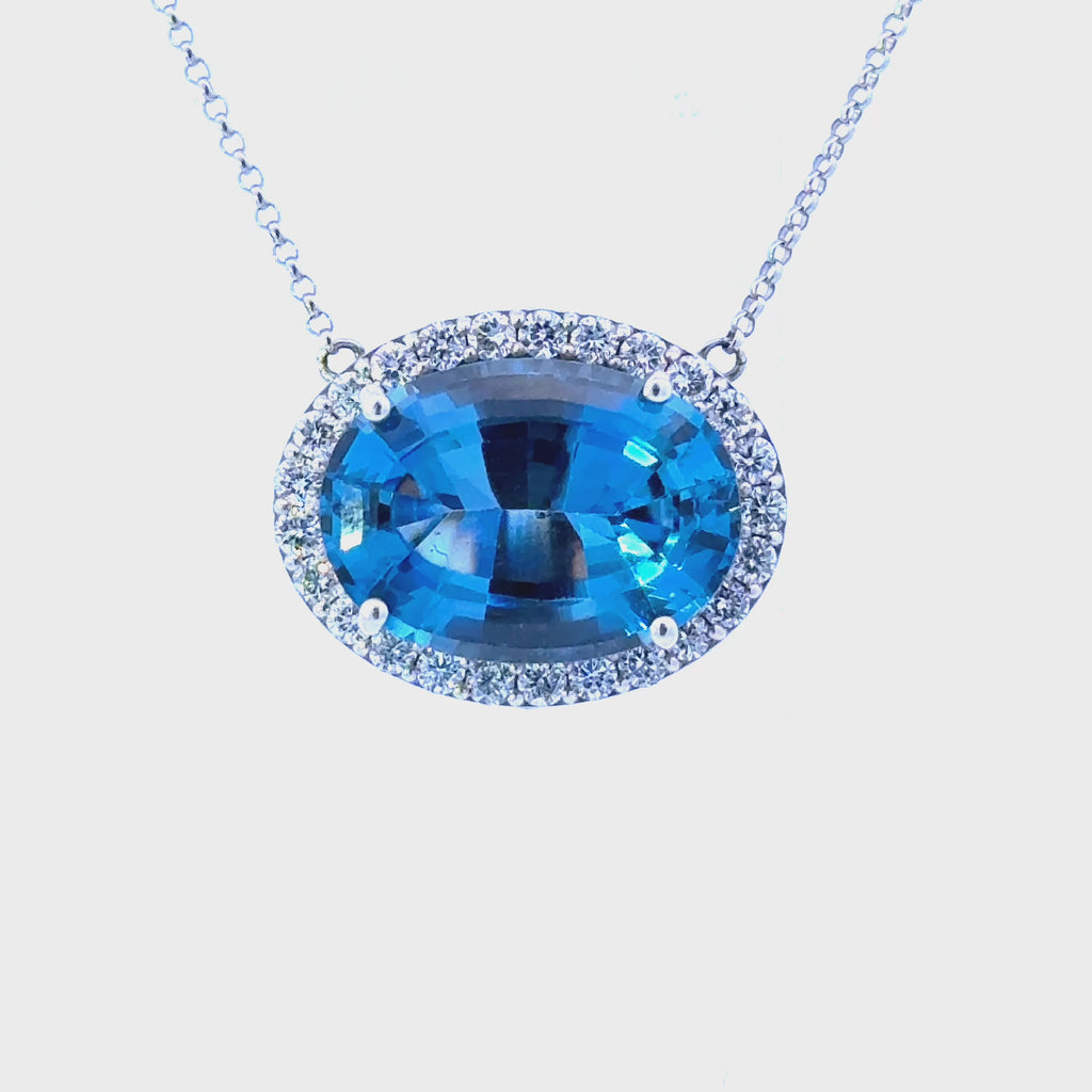 14k Blue Topaz Pendant