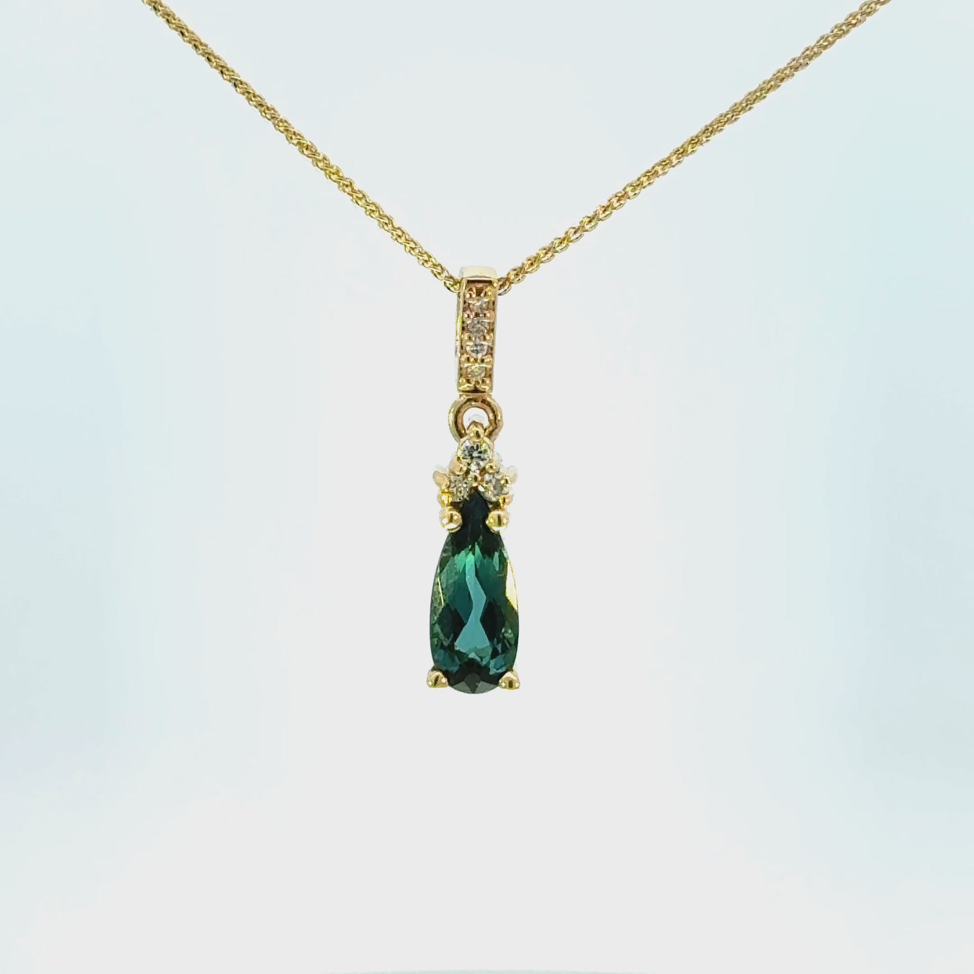 14k Green Tourmaline Pendant