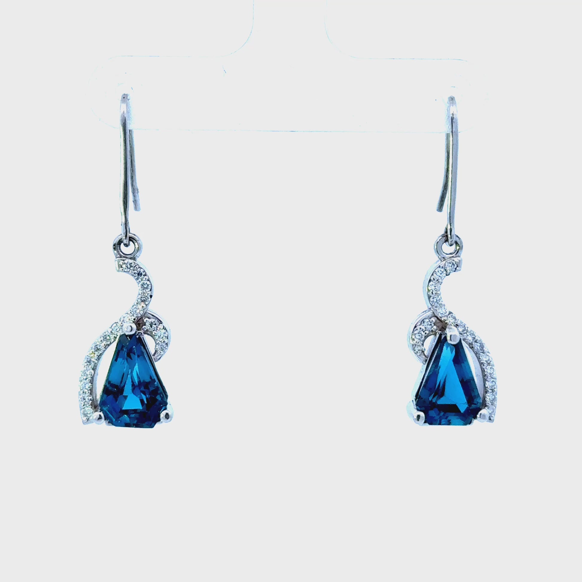 14k Trapezoid London Blue Topaz Earrings
