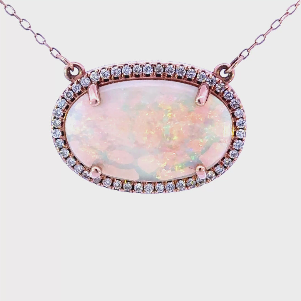 14k Opal Pendant with Diamond Accents