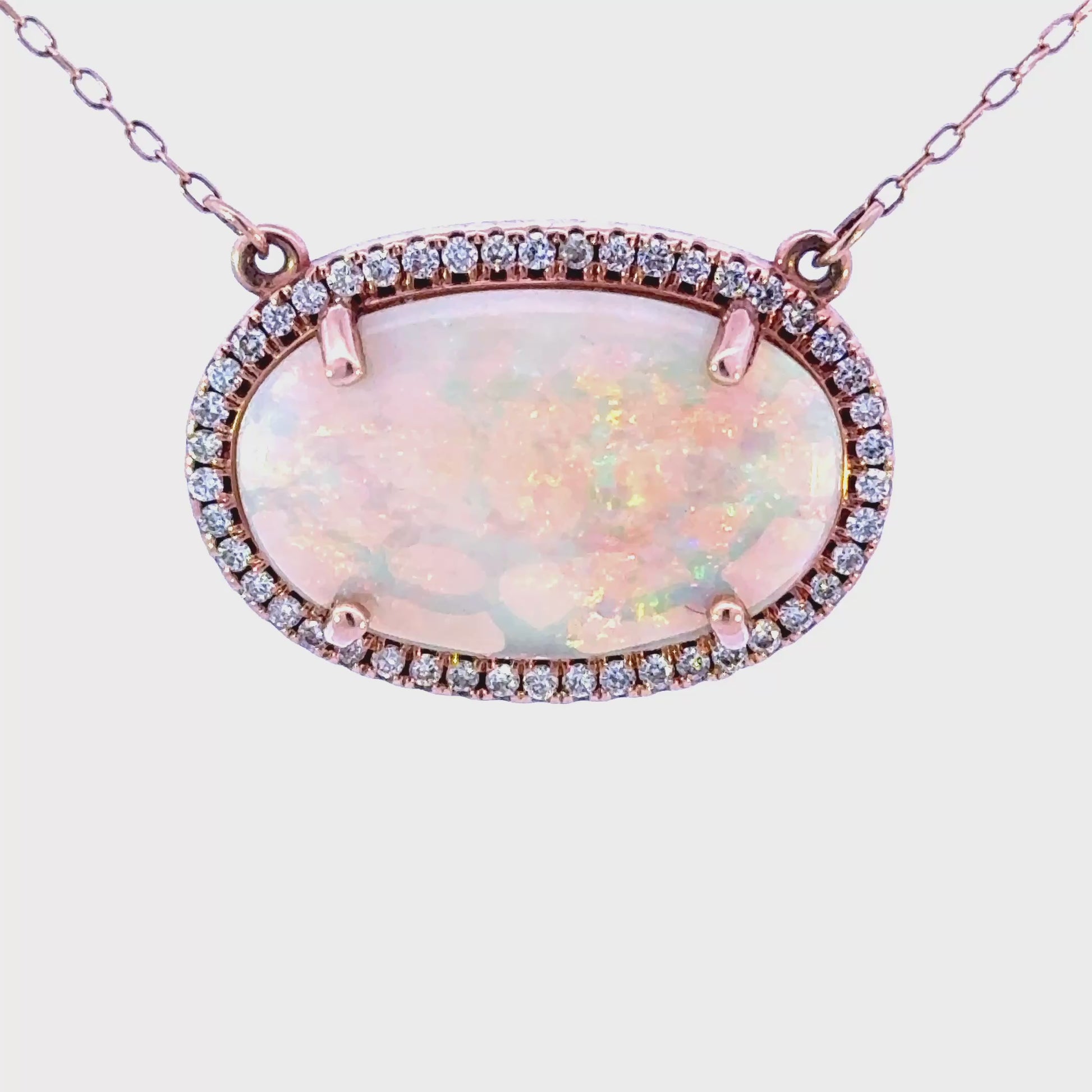 14k Opal Pendant with Diamond Accents