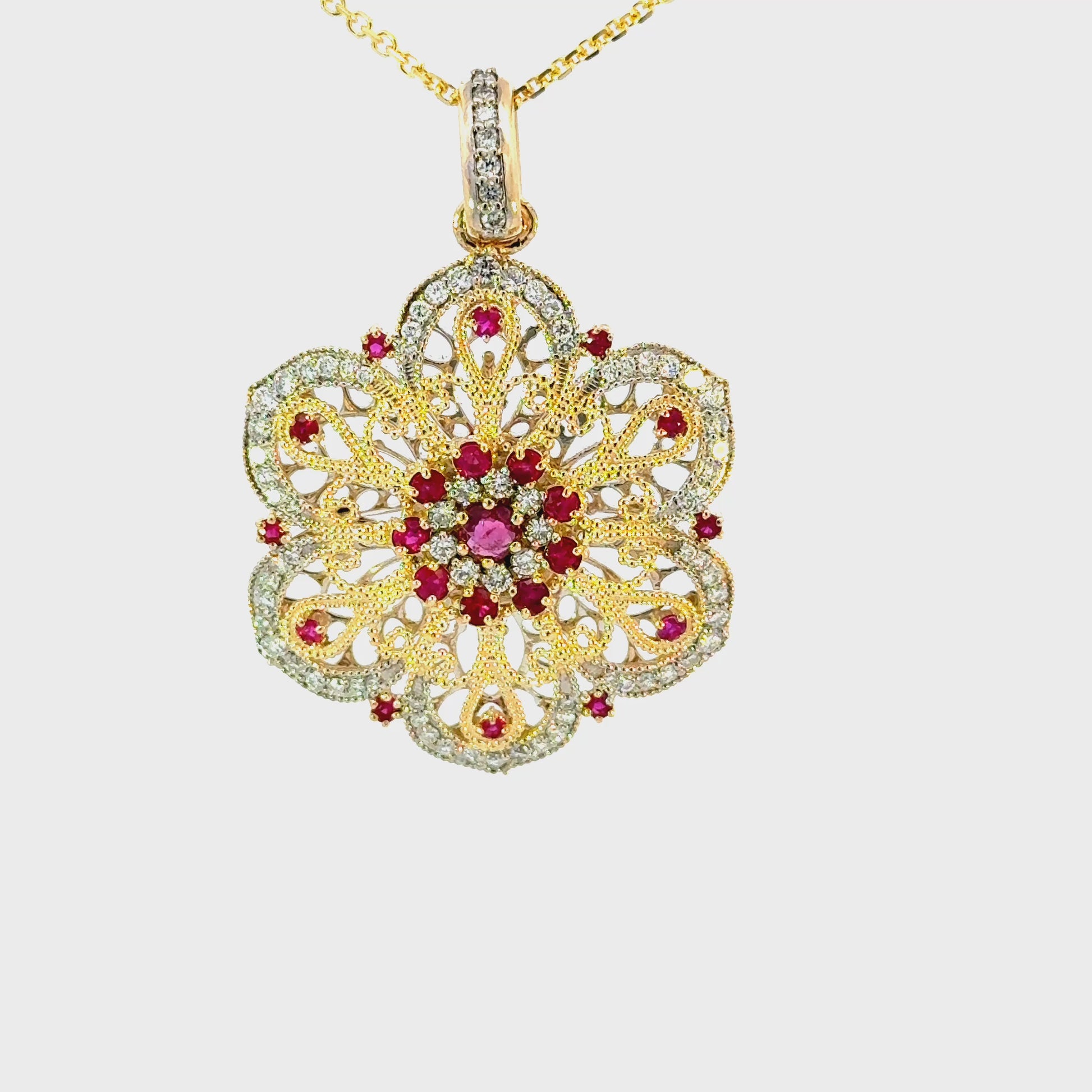 14k Ruby Floral Pendant