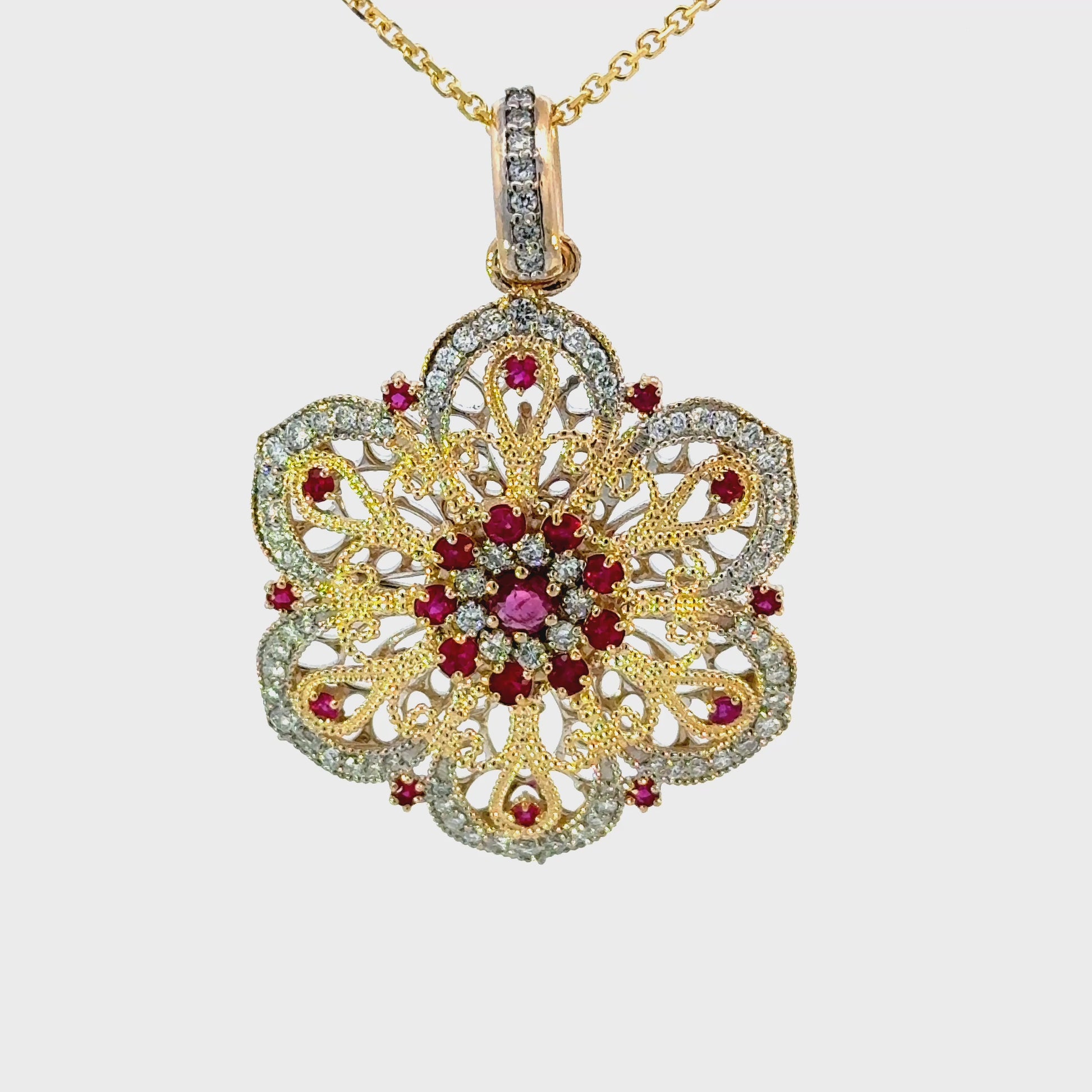 14k Ruby Floral Pendant